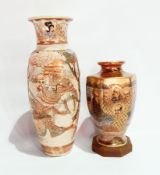 Satsuma pottery vase, hexagonal and panelled, decorated with immortal seated beside river, 24.