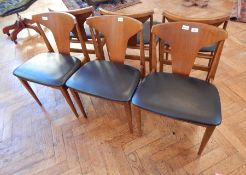 A set of six modern dining chairs, with solid splat back,