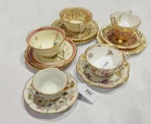 Royal Worcester trio with formal gilt decoration, Foley bone china trio with formal gilt decoration,