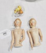German bisque half-dolls and other items