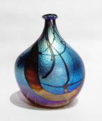 A Norman Stuart Clarke studio glass vase of oblate bottle form, of asymmetric shape,