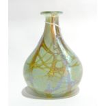A Norman Stuart Clarke studio glass vase of oblate bottle form,