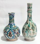 Isnik glazed pottery ball and shaft vase knopped with ridged neck,