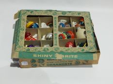 Boxed 'Shiny Brite' Christmas ornaments (1940's/50s USA) (3 boxes) and four handpainted German