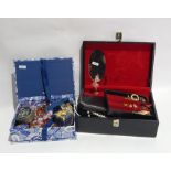 A quantity of costume jewellery, a jewellery case, jewellery boxes, etc.