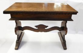 Continental mahogany occasional table, rectangular, the top with beaded border,