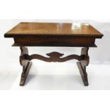 Continental mahogany occasional table, rectangular, the top with beaded border,