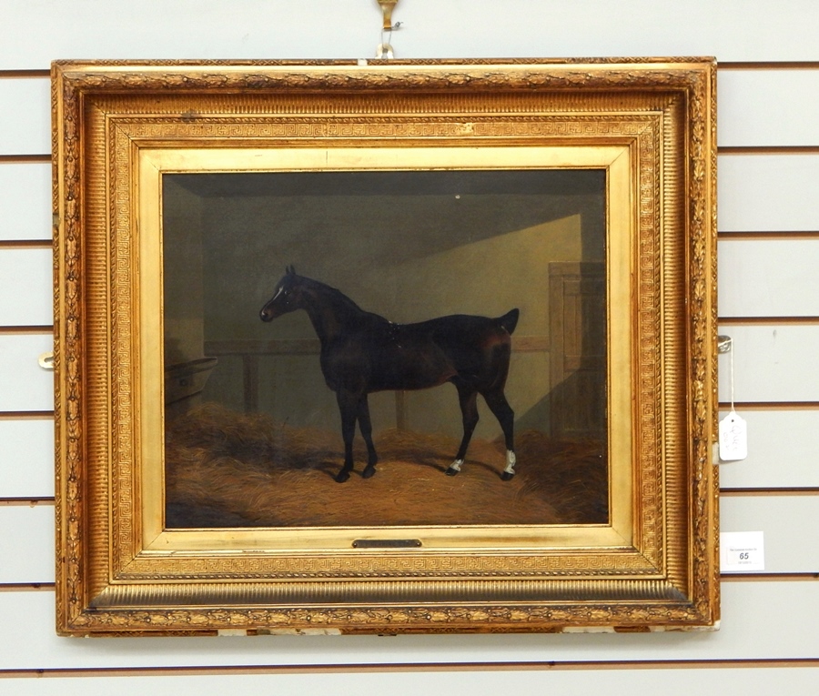 Attributed to J F Herring Senior (1795-1865)
Oil on canvas 
Horse in stable, 51cm x 41cm  Live - Image 2 of 2