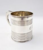 George IV silver christening mug of tapering reeded form, London 1823, 3oz approx., height 6.