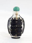 Chinese black overlay cameo snuff glass bottle,