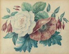 Set of three 19th century Chinese watercolours 
Floral still life studies,