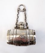 George V miniature spirit barrel scent bottle combination with vinaigrette and snuff,