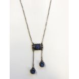 Arts & Crafts silver and blue chalcedony/sapphire necklace in the manner of Sybil Dunlop,