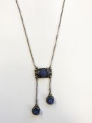 Arts & Crafts silver and blue chalcedony/sapphire necklace in the manner of Sybil Dunlop,