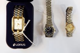 Lady's Tissot Seastar stainless steel and rolled gold wristwatch having circular gilt dial with