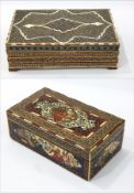 Eastern painted lacquer and inlaid hardwood box, rectangular,