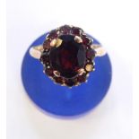 9ct gold and garnet cluster ring,