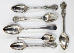 Set of four 19th century Russian teaspoons with ornate scroll handles, 1851 by Nichols & Plinke,