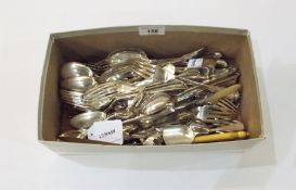 Large quantity of flatware including salt shaker and three mother-of-pearl fish knives