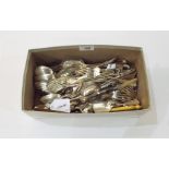Large quantity of flatware including salt shaker and three mother-of-pearl fish knives