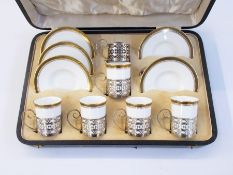 Part set of Wedgwood china coffee cans with silver mounts, five cups and five saucers,