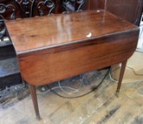 19th century mahogany pembroke table, rectangular, one real and one dummy frieze drawer,