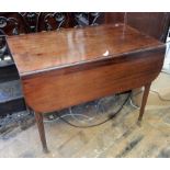 19th century mahogany pembroke table, rectangular, one real and one dummy frieze drawer,