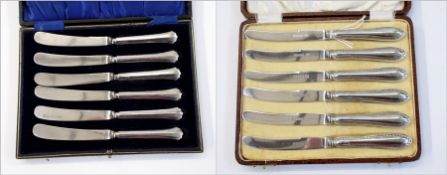 Set of six George V silver handled tea knives, Sheffield 1917,
