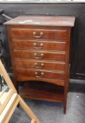 Edwardian mahogany five-drawer music cabinet with brass reeded loop handles,