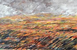 Philip Mead 
Mixed media on paper
Abstract landscape under a stormy sky,