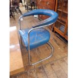 Set of four Apel Art Deco style chairs, chrome-finish tubular metal framed,