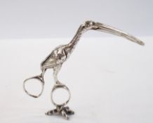 Edwardian silver crane-pattern ribbon threader,
