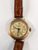 Lady's 1920's/30's 9ct wristwatch Limit III, with Roman numerals,