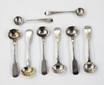 Four Victorian 'fiddle' pattern salt spoons, London 1857,
