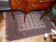 Caucasian style wool rug with geometric pattern,