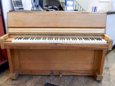 Oak Danemann iron-framed overstrung upright piano, 146.