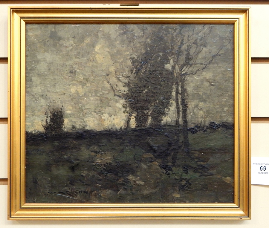 William Alfred Gibson (1866-1931) 
Oil on board 
Landscape scene, signed, - Image 2 of 2