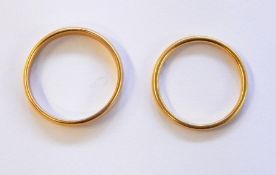 Two 22ct gold wedding rings, net 7.5g approx.