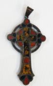 Victorian Scottish hardstone cross pendant in the form of a Celtic cross,