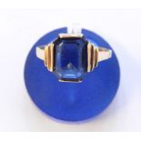 9ct gold blue stone dress ring,