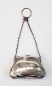 Silver purse of shaped bulbous form, Chester,