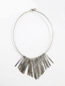 1960's designer silver-coloured metal necklace by Maughan Harvey (silversmith and goldsmith who