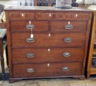 Early 19th century chest of drawers with five short and three long drawers, cockbead borders,