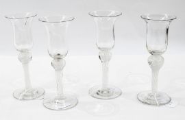 Set of four opaque Georgian style twist-stem glasses
