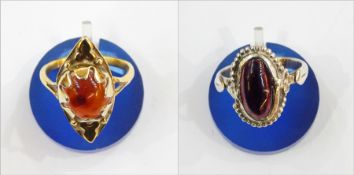 1960's designer gold-coloured metal and topaz ring by Maughan Harvey (silversmith and goldsmith who