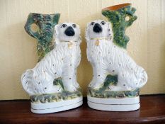 Two Staffordshire Sponial flatback spill vases,