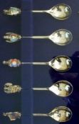 A set of ten silver spoons with enamelled heraldic finials (The Queen's beasts),