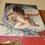 An oil on canvas abstract nude female by Lee Jones Denise