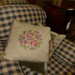 Three needle work cushions