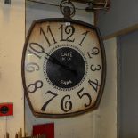 A garden wall clock 'cafe de gare'